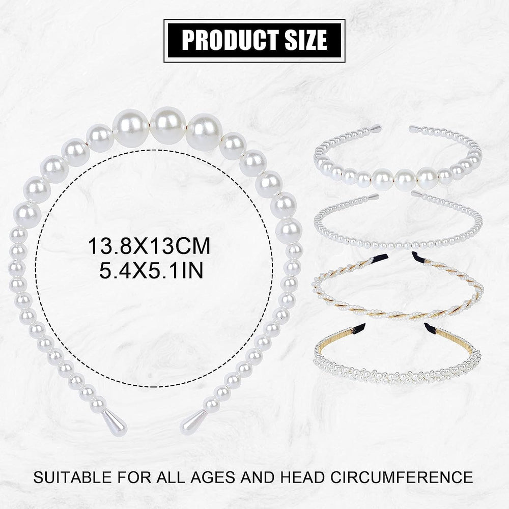 Shining Diva Fashion 4 Pcs Headbands Stylish Pearl Hairbands Hair Accessories Hair Bands for Women Girls (14967hb)