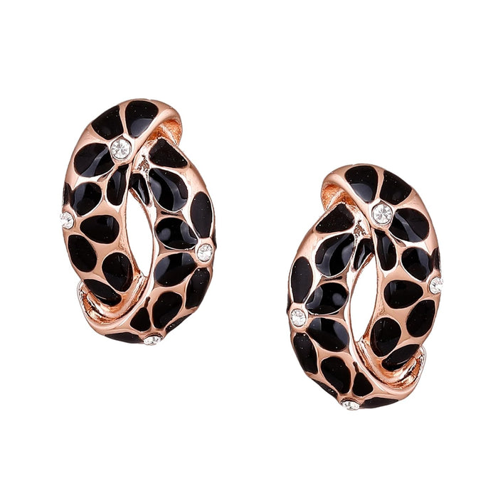 Estele 24 Kt Gold Plated Earrings With Green Coloured Flower Print For Women