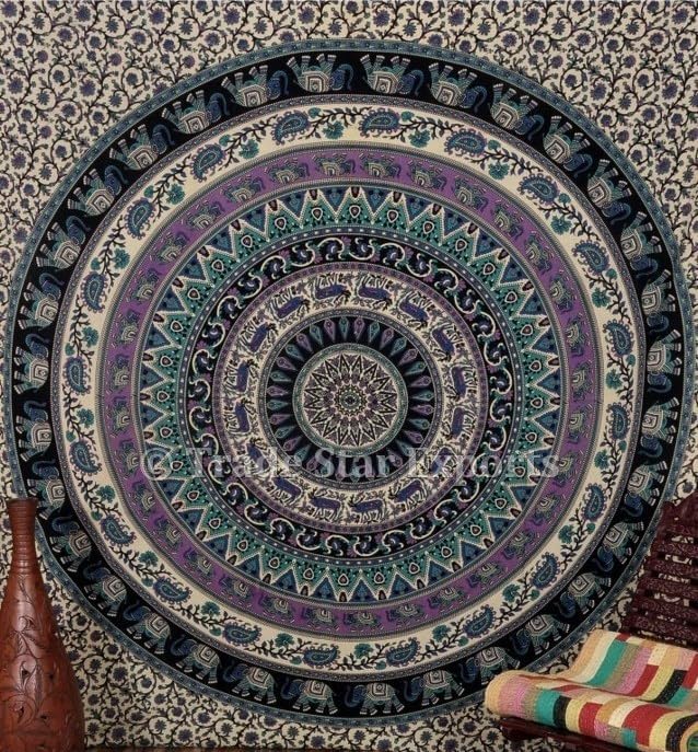 Trade Star Mandala bedsheet Indian Bedsheet Large Table Cloth Picnic Mat Bohemian Wall Hanging Bedcover Long Bedspread Vertical Wall Hanging Wall Background Sheet Wall Tapestry (Pattern 17)
