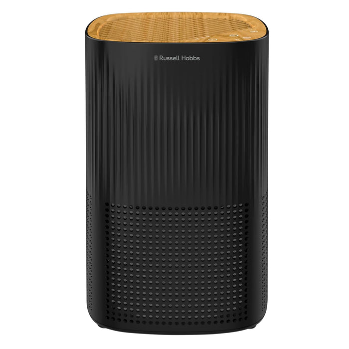 Russell Hobbs Air Purifier for Bedroom and Home 100m³/h CADR, Carbon Filter 99.95% Catches Bacteria, Allergy Odor Dust, LED Screen, Mini Clean Air Scent, Scandi Wood Effect