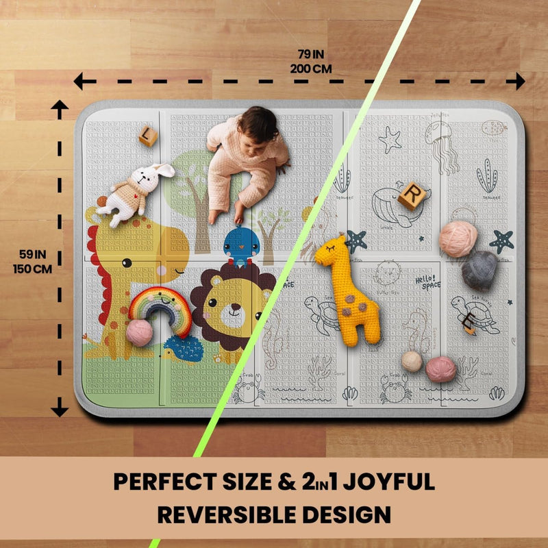 Joybopple Foldable Baby Play Mat Made Of XPE Foam Mat | Extra Large Size 79" x 59", Featuring Safe Materials, Play Matt Baby For Infants & Toddlers. Easy To Clean With Non peeling Material.