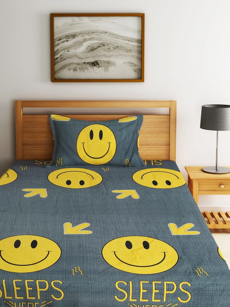 Fashion String 144TC Nature Embrace Lush Green Single Bedsheet with 1 Pillow Cover