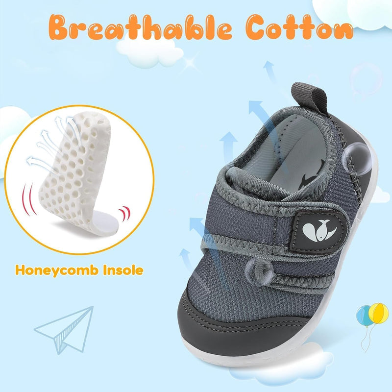 L-RUN Baby Shoes Boys Girls Breathable Adjustable First Walking Shoes Infant Lightweight Crib Sneakers
