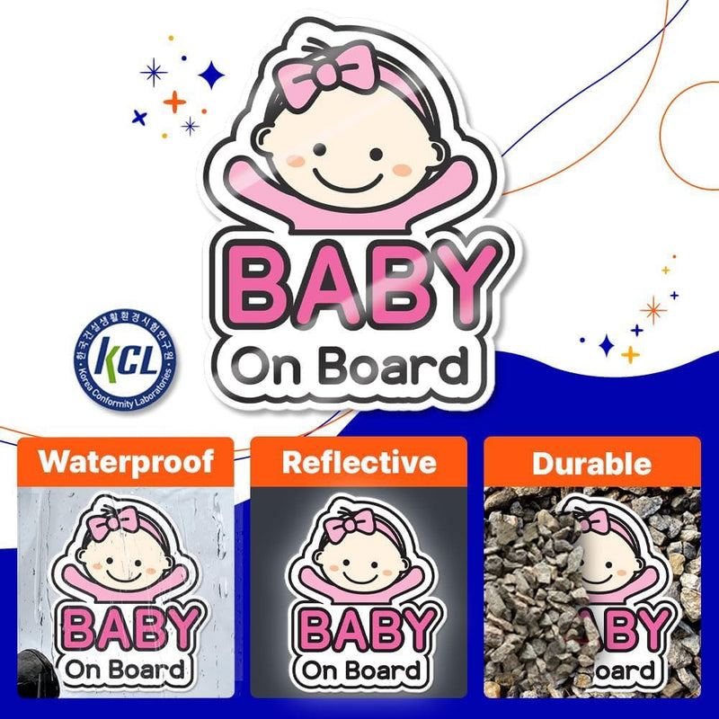 IKEEP Child Safety Car Decal - High-Visibility Baby on Board Sticker, UV-Resistant Weatherproof Vinyl for Cars & SUVs, Easy Application Adhesive (Cute Design, Set of 1)