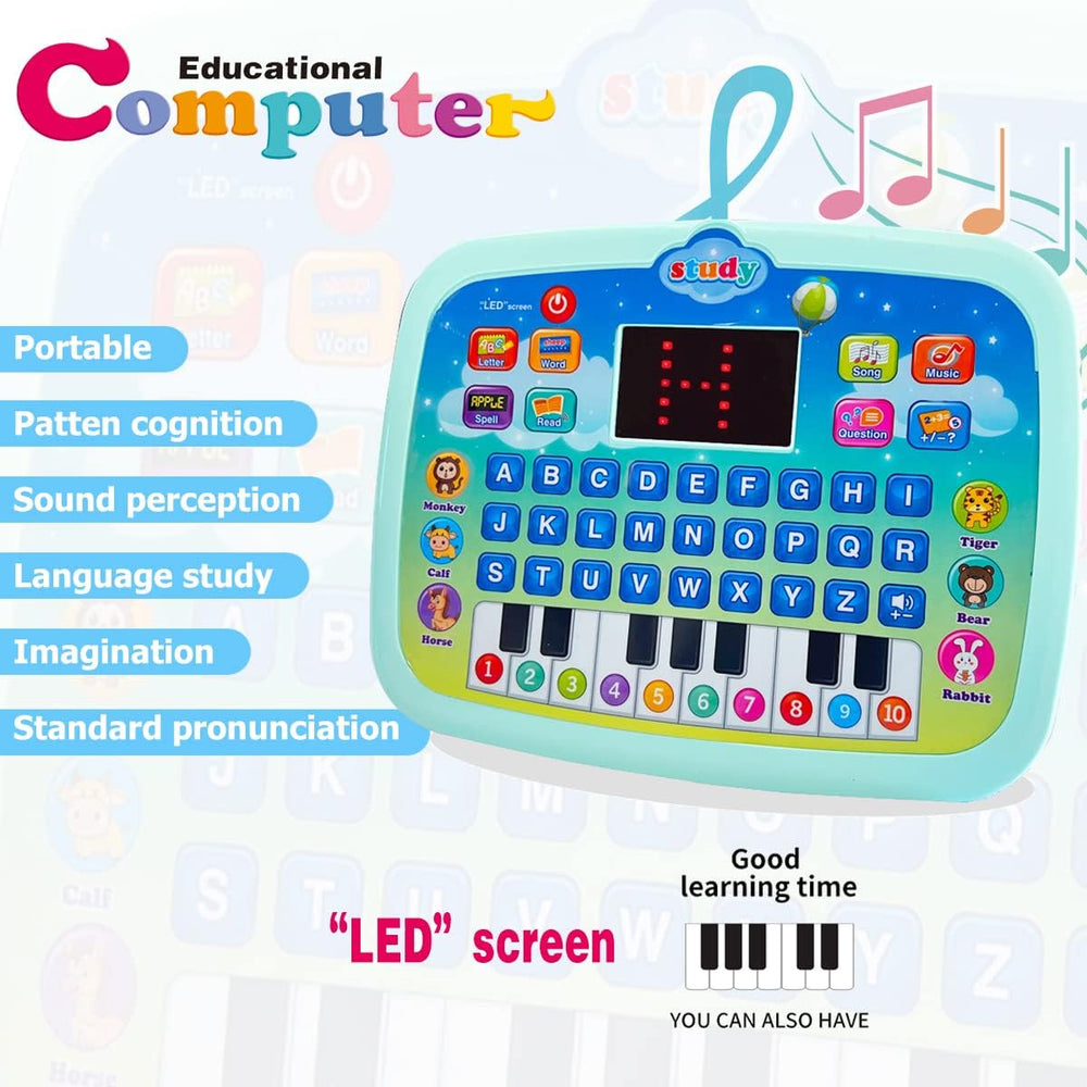 Wenbeier Kids Tablet/Toddler Learning Pad with LED Screen Teach Alphabet, Numbers, Word, Music, Math, Early Development Interactive Electronic Toy for Boys & Girls 3 Years+