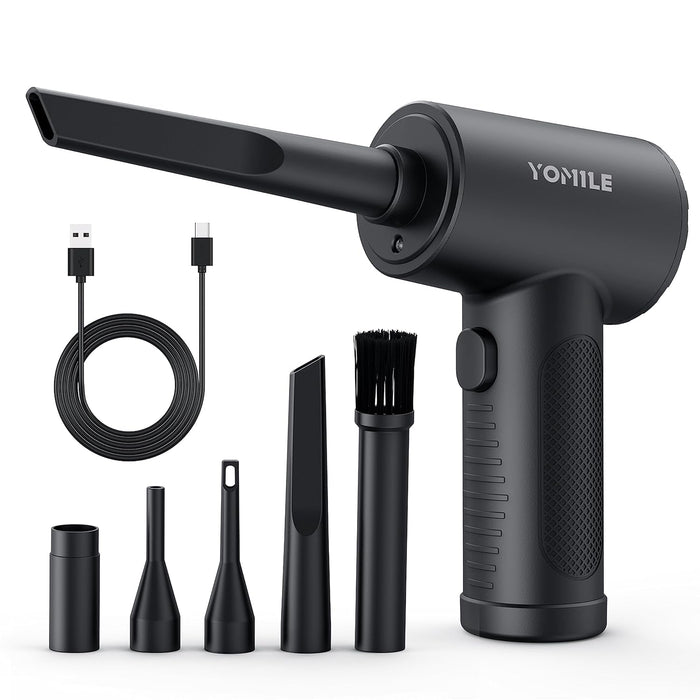 Yomile Compressed air Duster - 120000RPM 3 Speeds Electric Air Duster, 7600mAh Battery Cordless Dust Blower for Keyboard Cleaner,Rechargeable Air Blower AIC Can for Office Computers