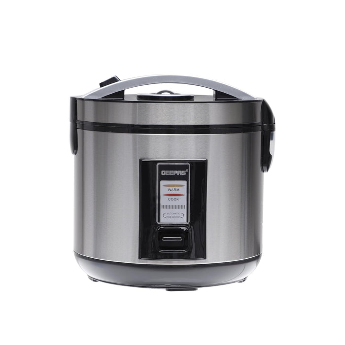 Geepas 1.8L Stainless Steel Rice Cooker- GRC4330| 700W, Non-Stick Inner Pot | Cook/Steam/Keep Warm Functions, Make Rice and Steam Healthy Vegetables | 2-Year Warranty