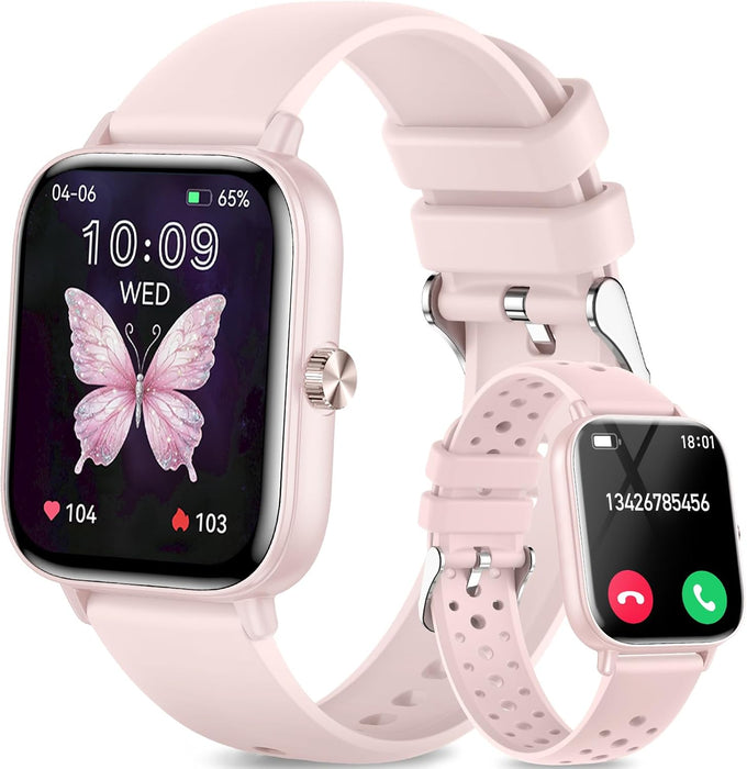 Smart Watch for Women(Answer/Make Call), 1.83" HD Touch Screen Fitness tracker with Heart Rate SpO2 Sleep Monitor,100+ Sport Modes, IP68 Waterproof Smartwatch compatible with iOS & Android, Pink