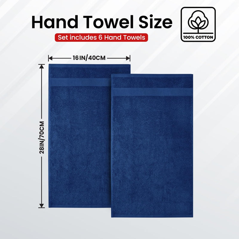 Infinitee Xclusives Premium White Hand Towels - Pack of 6, 41cm x 71cm Bathroom Hand Towel Set, Hotel & Spa Quality Hand Terry Towels for Bath room, Highly Absorbent and Super Soft Bathrooms Towels