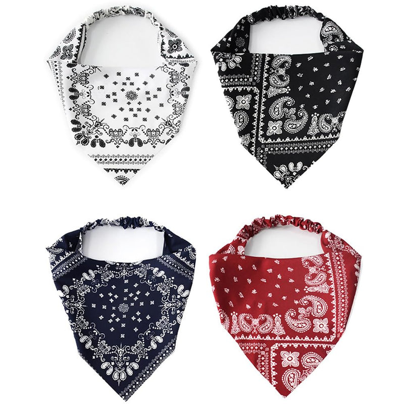 HOOTO 4 Pack Hair Scarf Headband for Women, Elastic Boho Triangle Bandana Head Scarf, Non Slip Paisley Print Headbands Hair Scarves for Women and Girls, Hair Accessories