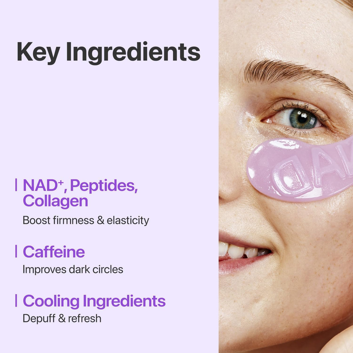 numbuzin No.9 Eye Patches NAD+ Collagen Under Eye Patches Dark Circles, Cooling, Puffy Eyes, Eyebags, Wrinkles Peptides, Caffeine, Niacinamide Self Care, Gift 5 Pairs, 10 Patches – image 4