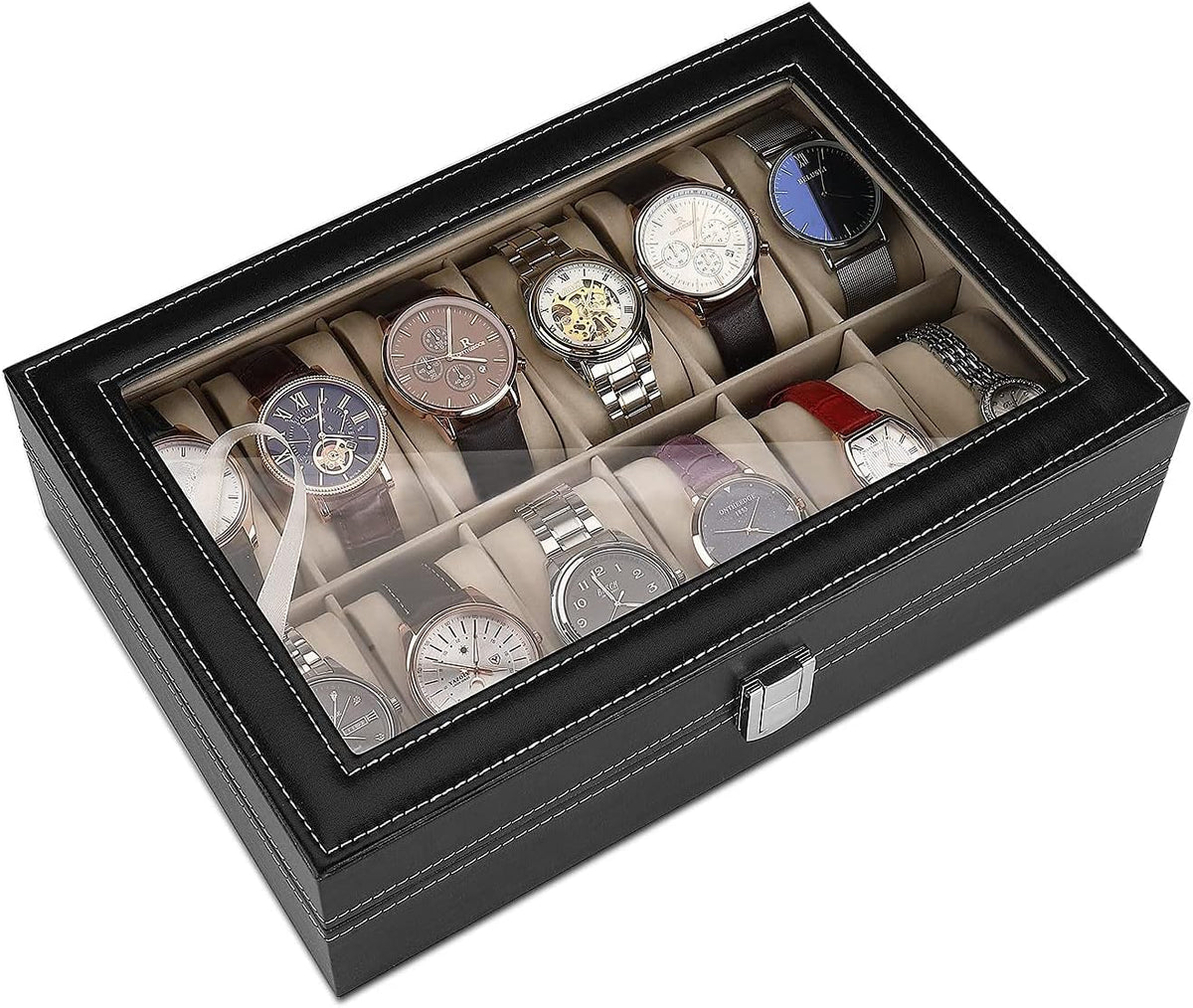 Other 12 Grid Leather Watch Display Case Jewelry Collection Storage Organizer Box Holder – image 6