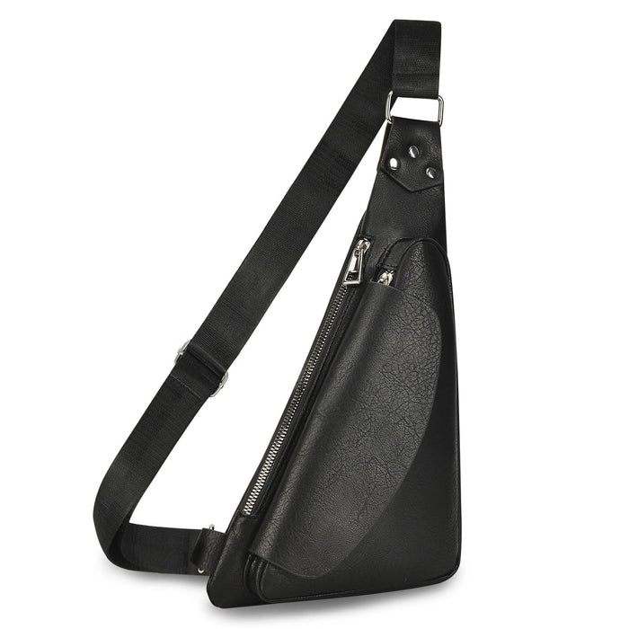 Azonee Crossbody Bag Leather Sling Bag, Men Chest Bag Anti Theft Water-Resistant Crossbody Bag Classic Design Shoulder Bag, for Outdoor Business Work Travel Hiking Camping