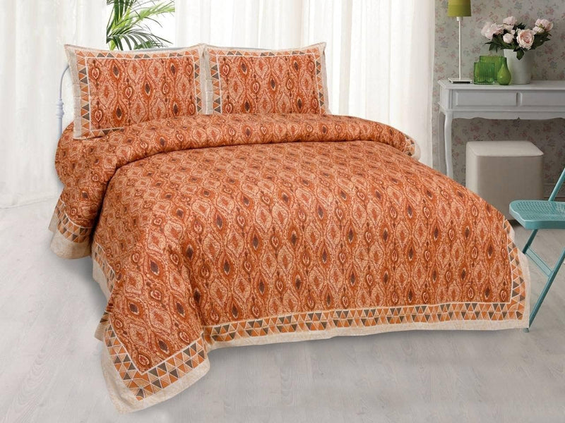 SUFAYA FAB Printed Indian Sanganer Royal Cotton Premium Big Size Bedsheets for Modern Look(100x100) with Two Pillow (18x28) inches