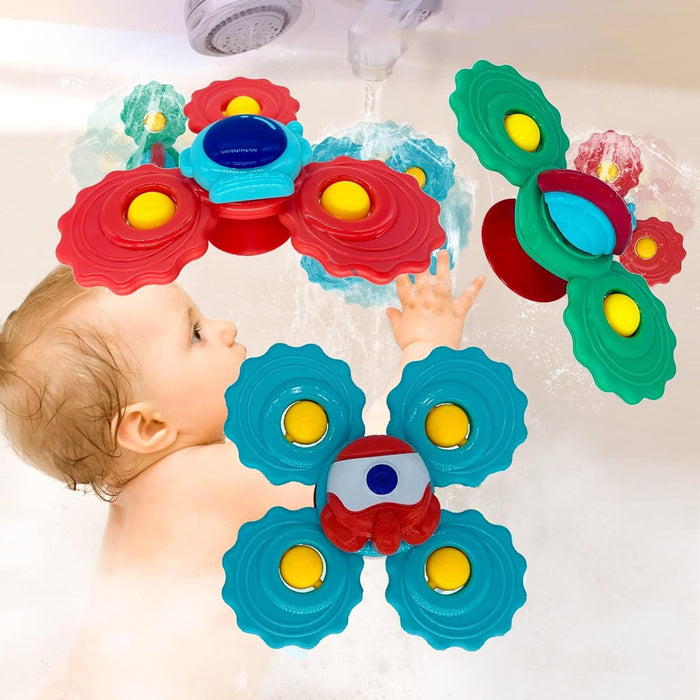 Baby Suction Cup Toys, Azonee 3 Pack Baby Bath Toys, Suction Toys for Kids for Bath and Window, Baby Travel Toys, Toddler Gifts for 6 9 12 18 Months Age Boys Girls (Style C)