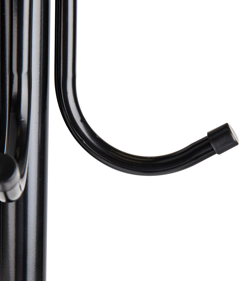 Mind Reader COATRACK11 Standing Metal Coat Rack Hat Hanger 11 Hook for Jacket, Purse, Scarf Rack, Umbrella Tree Stand, Black