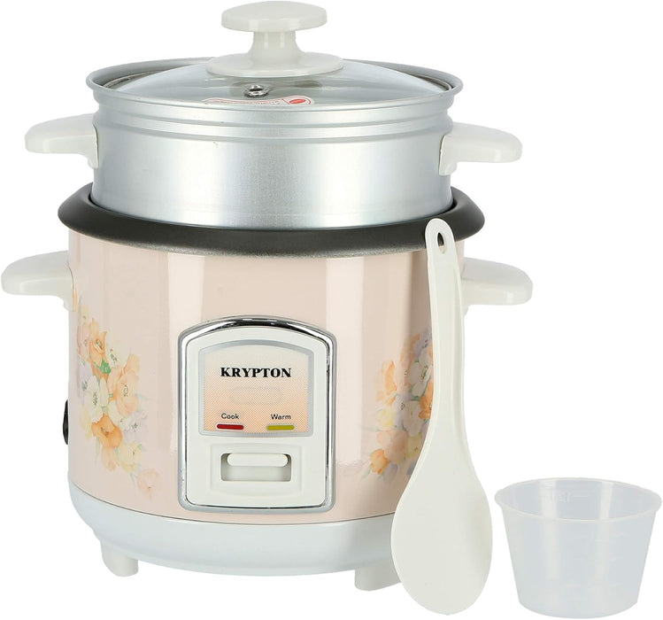 Krypton 350W 0.6L Rice Cooker With Steamer | Non-Stick Inner Pot, Automatic Cooking, Easy Cleaning, High-Temperature Protection, Knrc6054, Multicolour"Min 1 year manufacturer warranty"