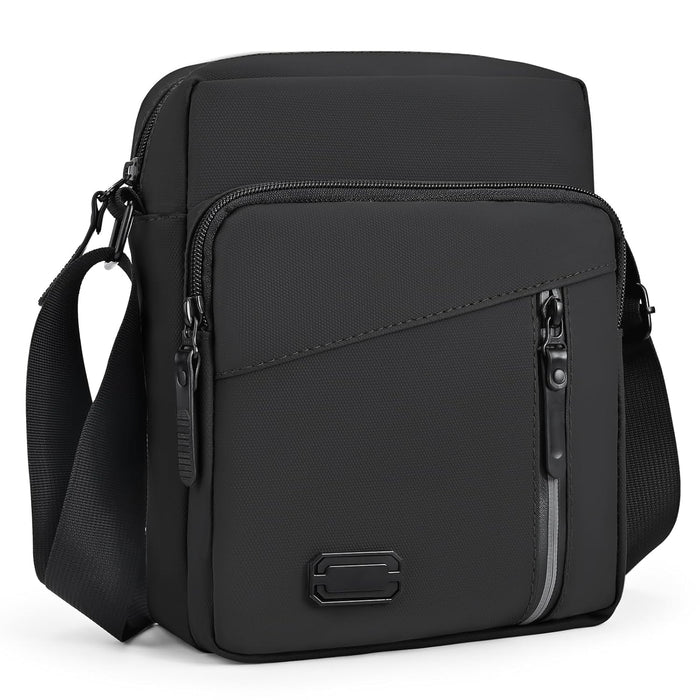 KASTWAVE Shoulder Bag Mens Crossbody Bag with Adjustable Strap Lightweight Waterproof Messenger Bag wiht Multiple Pockets Cross Body Bag for Daily Use Shopping Working Travel, Black