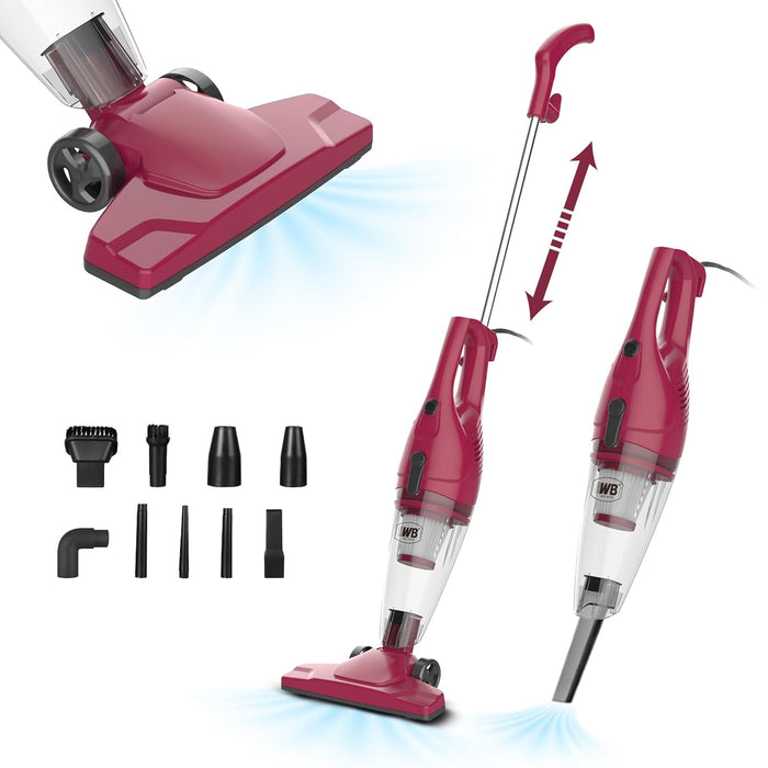 WB West Bayou 2-in-1 Handheld Stick Vacuum Cleaner - Lightweight, Powerful 600W Motor, 17000Pa Suction, 5M Long Cord, 0.8L Large Capacity, Central Filtration System for Home, Car, Kitchen