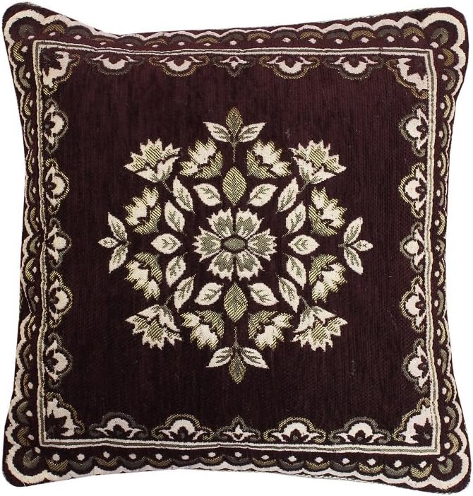 FRESH FROM LOOM Velvet Abstract 500 TC Diwan Set Brown - 1 Single Bedsheet with 2 Bolster Covers and 5 Cushion Covers (8pc Set)