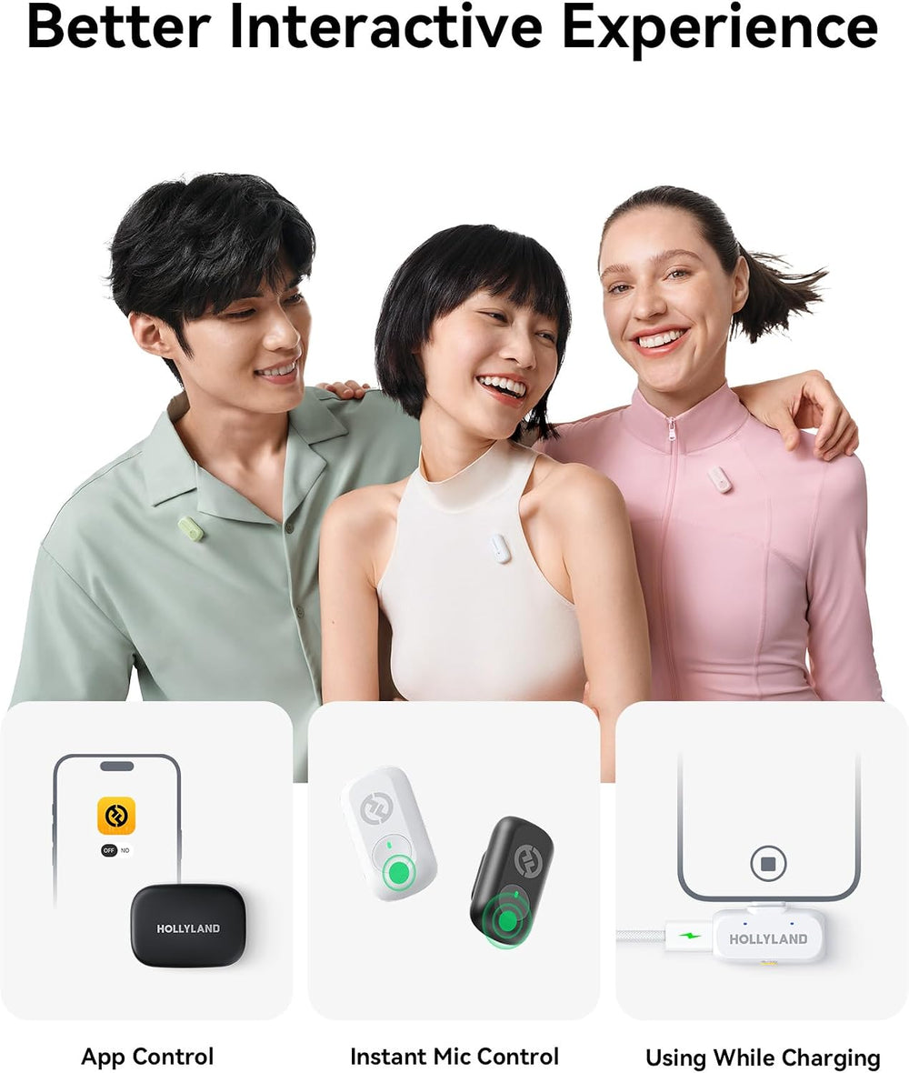 Hollyland LARK A1 Combo, Wireless Microphone - Pin Microphone for iPhone & Android, Magnetic Mini Microphone 360 Sound Collection, Instant Connection, 3 Levels of Noise Reduction, EQ & Reverb