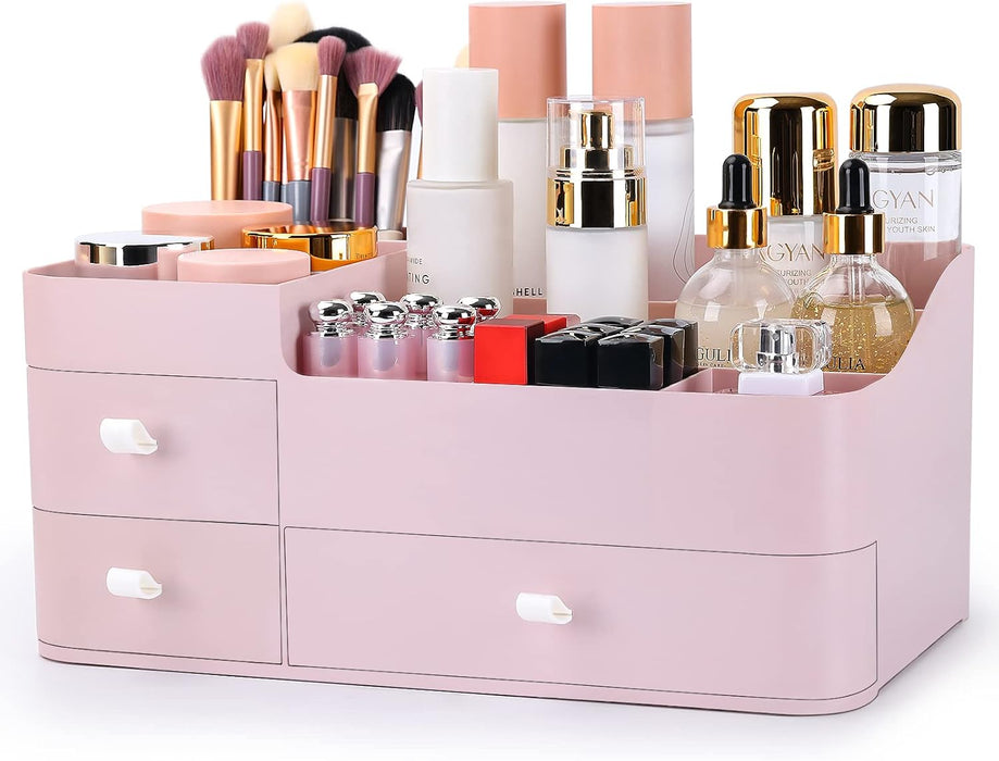 Makeup Organizer with Drawers,Large Capacity Countertop Organizer for Vanity,Bathroom and Bedroom Desk Cosmetics Organizer for Skin Care,Brushes, Eyeshadow, Lotions, Lipstick, Nail Polish and Jewelry