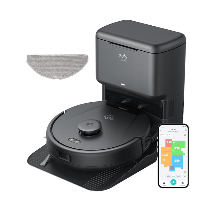 eufy L60 Hybrid Robot Vacuum with Self Empty Station, Hair Detangling Technology, Up to 60 Days of Hands Free Cleaning, Ultra Strong 5,000 Pa Suction to Remove Hair, Dust, Mop Pad