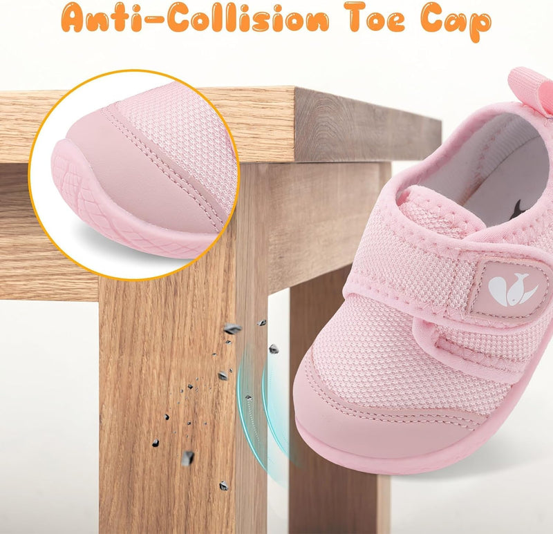 L-RUN Baby Shoes Boys Girls Breathable Adjustable First Walking Shoes Infant Lightweight Crib Sneakers