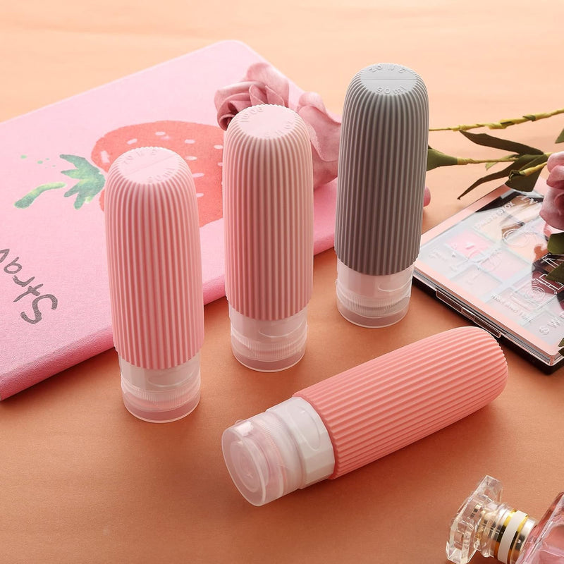 Idrese Silicone Travel Bottles Set, 4 Pcs 100ml Containers for Toiletries, Accessories for Women, Airplane Essentials (Green)