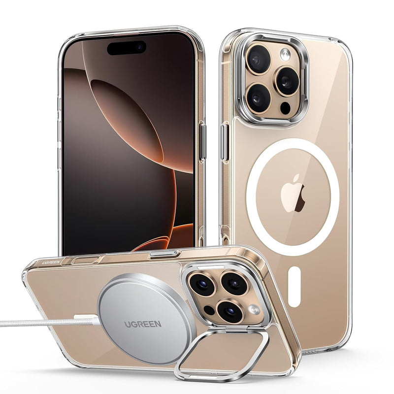 UGREEN iPhone 16 Pro Max Case MagSafe (MagU), Innovative Camera Lens Stand, MIL-Grade Protection, Anti-Scratch Clear Cover with Kickstand, Slim Thin Phone Case for iPhone 16 Pro Max 6.9" Accessories