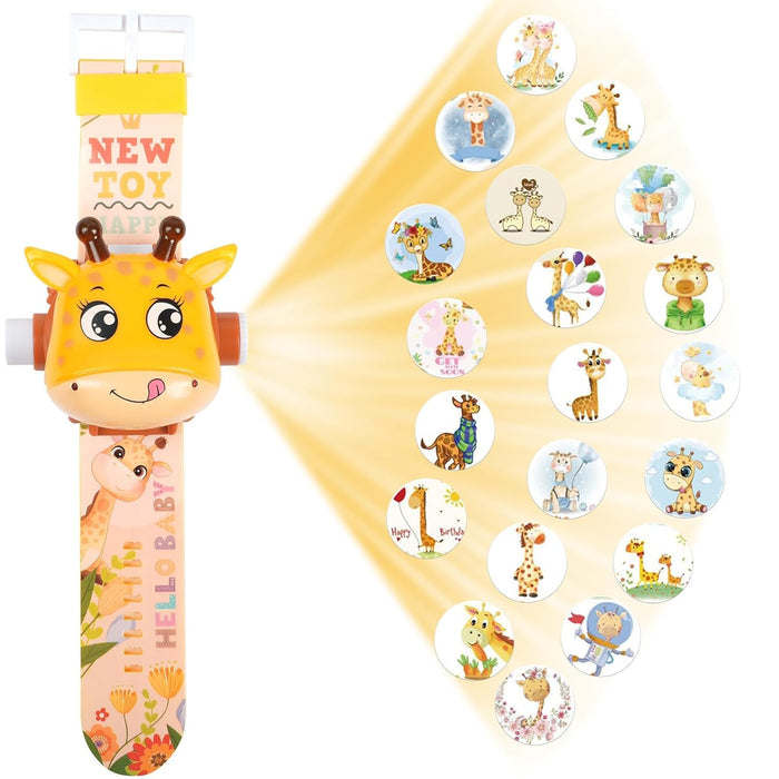 Kids Projection Watch – Adjustable Digital Projection Watch with 24 Animal Patterns, Flamshell Design, Time & Date Display, Fun Toy for Boys & Girls