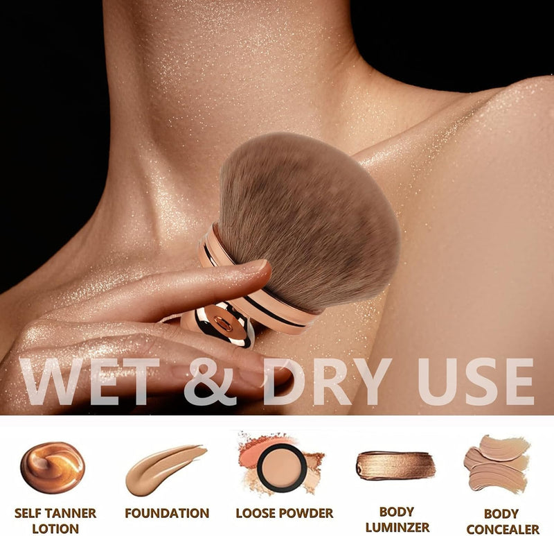 IKEEP Extra Large Body Makeup Brush for Self Tanner, Self Tan Back Applicator, Brush for Bronzers Blend Self Tanning Applicator, Oval Face Leg Makeup Brush with Drawstring Bag