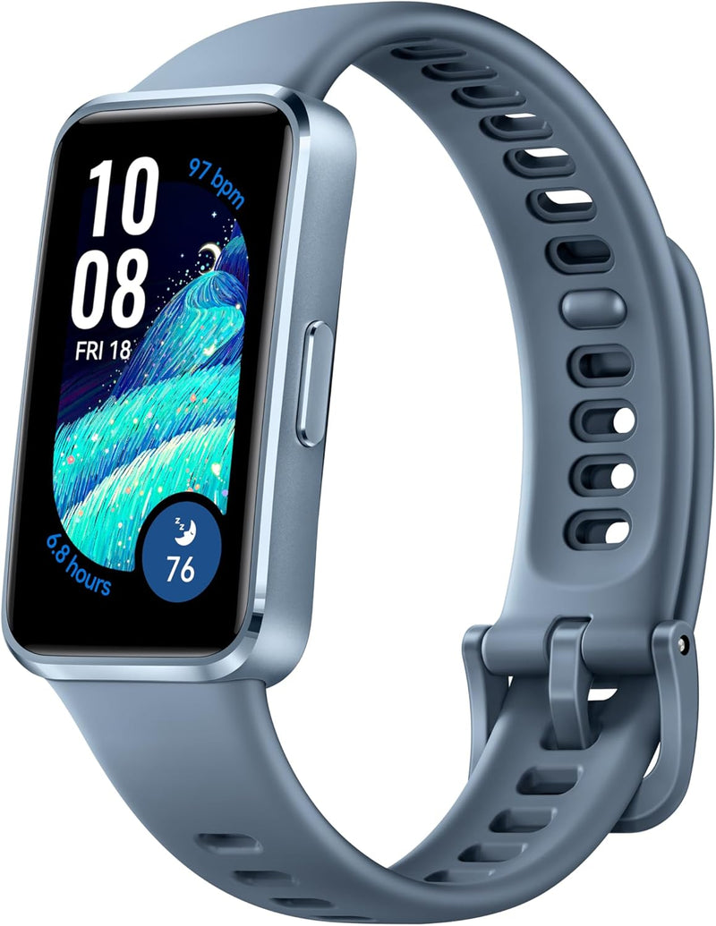 HUAWEI Band 10 Smart Watch, Metallic Design and Comfortable Wearing, Pro-level Sleep Analysis, Emotional Health Aid, 100 Workout Modes, Robust Battery Life, IOS and Android, Blue