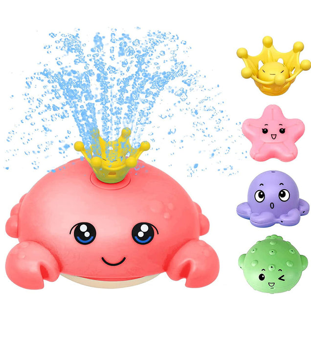 SYOSI Bath Toys for Toddlers, Spray Water Baby Bath Toy, Light Up Sprinkler Bathtub Toys, Swimming Pool Bathroom Shower Water Toy for Infant Kids Boys Girls Age 3 4 5 6 Years Old Crab Red