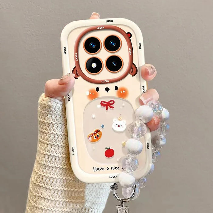 Case for Xiaomi POCO X7 5G / Redmi Note 14 Pro??quipped with a mobile phone lanyard, Cute cartoon pattern, Air cushion silicone soft shell, Anti fall,Redmi Note 14 Pro cover