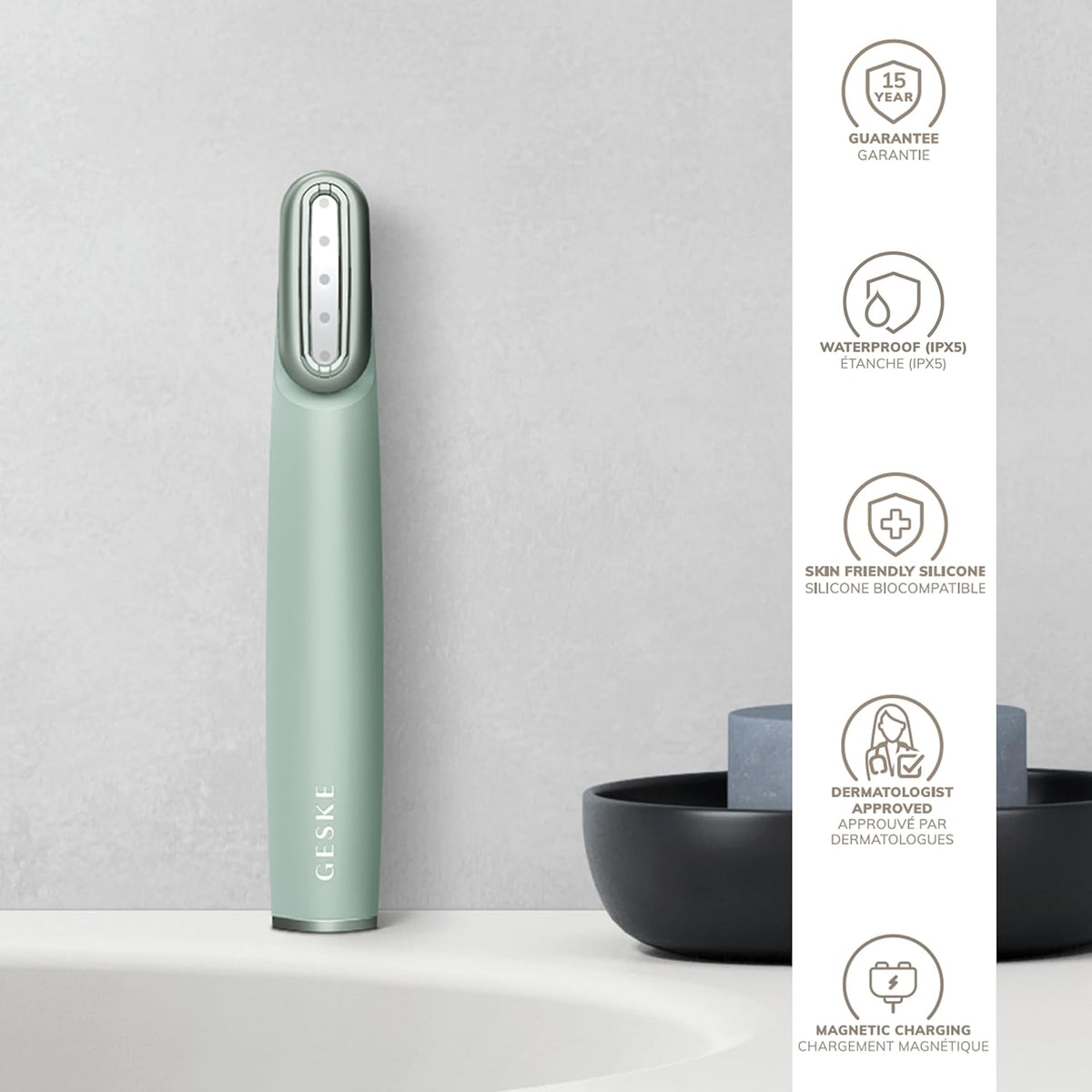 GESKE Skin Firming Wand 7 in 1 Anti-Aging Device MicroCurrent Face-Lift Skincare Tool Remove Wrinkles for Firm & Youthful Skin Advanced Facial Firmer Red LED Technology Rotatable head – image 6