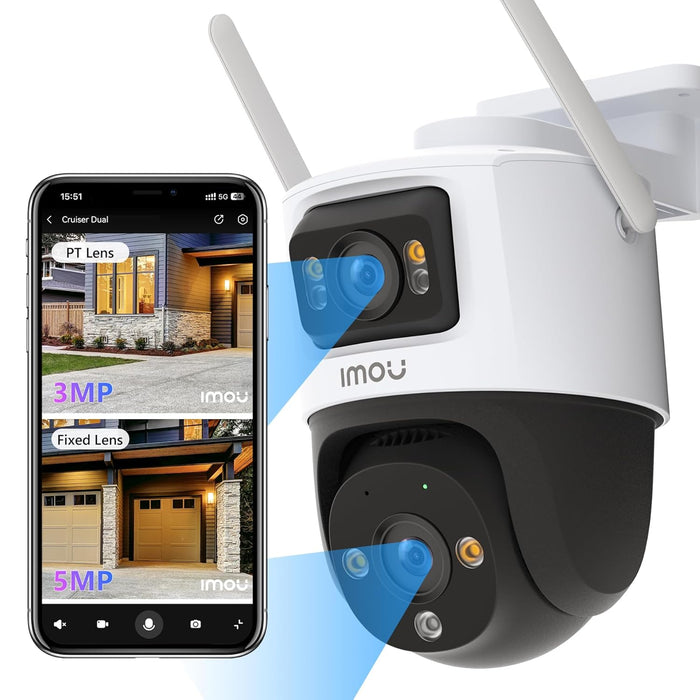 Imou 5K Outdoor Camera Wireless Outdoor Cameras, Dual-Lens Cam Outdoor Monitor, Camera for Home, Security Cameras Outdoor, Wireless Camera, 3MP Fixed Lens& 5MP PT, Cruiser Dual 8MP, Works with Alexa