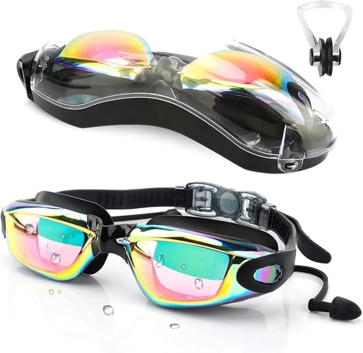 Aputue Swim Goggles, Leak Proof Swim Goggles Adult and No Blurring , Anti-Fog 180° Clear View Diving Goggles, Ultra HD Tempered-Glass Lens Swim Goggles for Youth Men Women