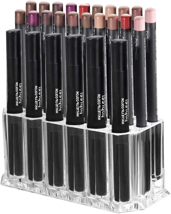 OFRANK Clear Acrylic Makeup Eyeliner Lip Liner Holder Organizer, 26 Slots