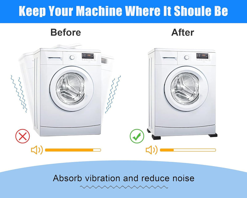 MyLifeUNIT Shock Absorbing Washer Pads, Anti-Vibration Washer Mat Protector for Washing Machine Dryer Treadmill (8 Pack)