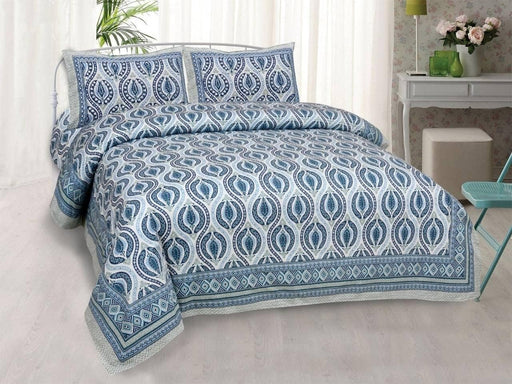 SUFAYA FAB Printed Indian Sanganer Royal Cotton Premium Big Size Bedsheets for Modern Look(100x100) inches with Two Pillow (18x28)
