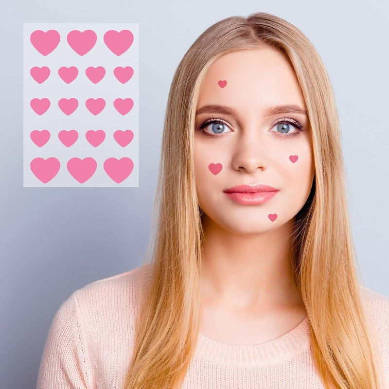 Heart-Shaped Pimple Patches for Acne Treatment, Love Heart Acne Spot Patches Pimple Solution Pink Love Heart Patches Spot Patches with Niacinamide and Hyaluronic Acid for Moisturizing, Blemish Spot