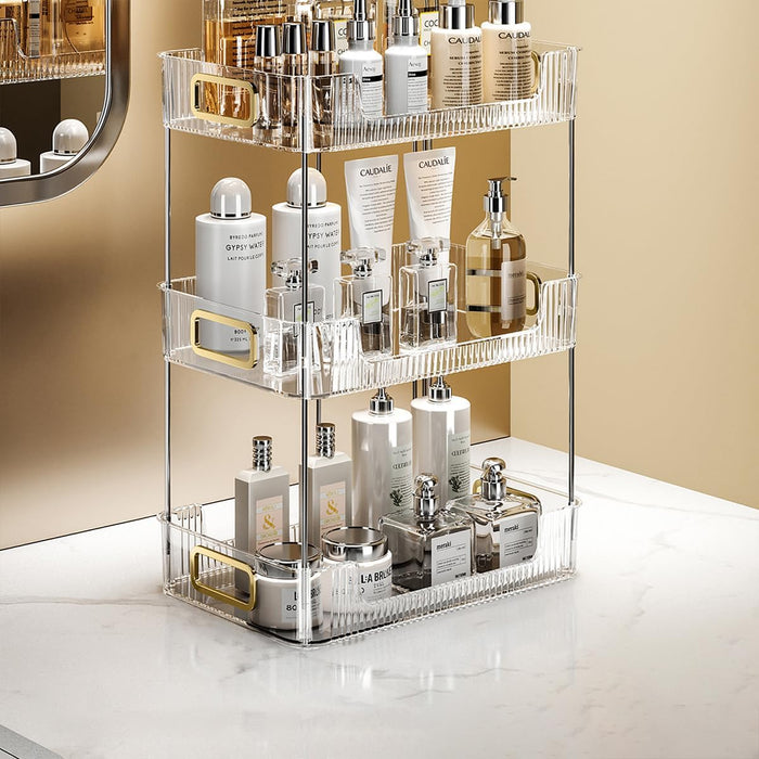 MSAFGY Cosmetic storage box, large cosmetic storage display cabinet with drawers, large capacity cosmetic storage box, suitable for storing jewelry, cosmetics, lipstick, etc. (transparent white)