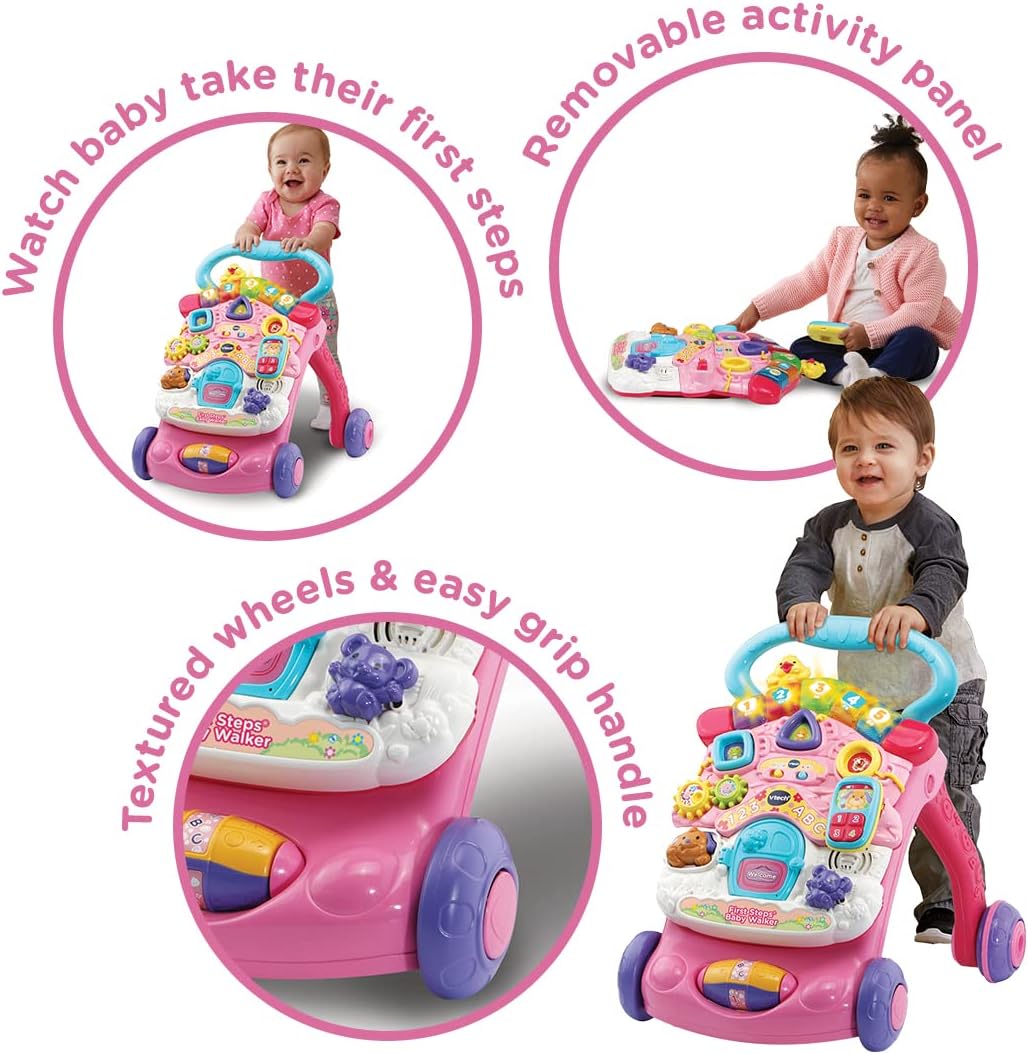 Vtech First Steps Baby Walker Pink With Blue Handle – image 2
