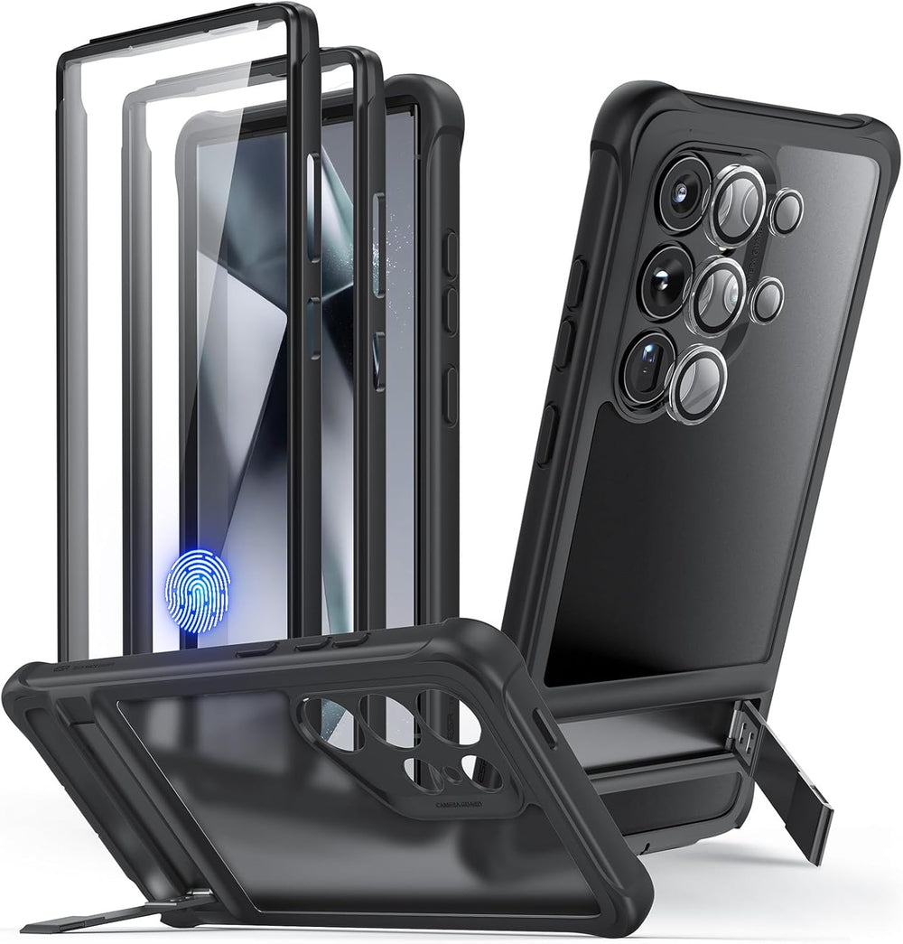 ESR for Samsung S24 Ultra Case, S24 Ultra Cover with Extra Protective Front Frame& 3 Kickstand Modes, Exceeds Full-Coverage Protection, Heavy Duty Shock Armor Kickstand Case, Frosted Black