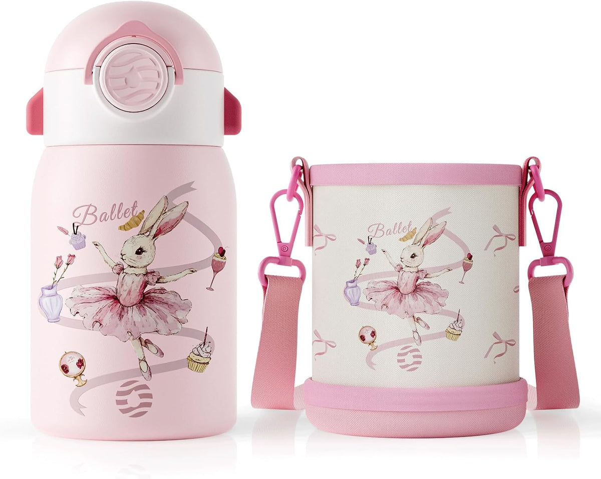 Stainless Steel Water Bottle for Children 400 ml + Cover, No Leak/BPA-Free Thermal Bottle with Straw for School and Sports – image 2