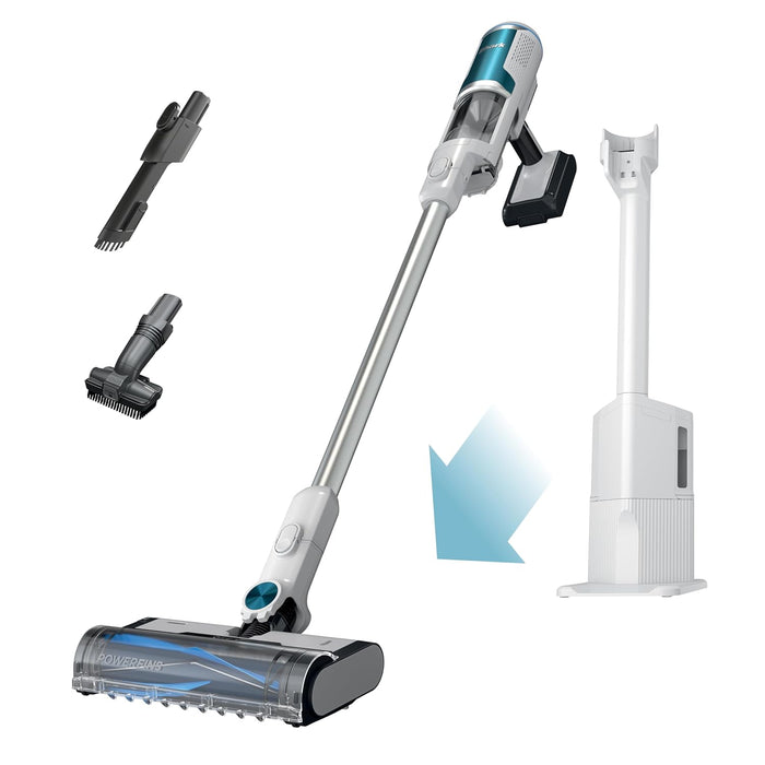 Shark Clean & Empty – Lightweight Cordless Vacuum Cleaner with HEPA Filter, Powerful Suction, Portable, Rechargeable, Auto-Empty System, Stick Vacuum for Pet Hair, Carpets & Hardfloor, White BU3521
