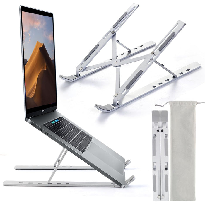 SKY-TOUCH Adjustable Laptop Stand for Desk, Portable Computer Support Stand Foldable Laptop Holder, Ventilated Cooling Notebook Stand for MacBook Pro Air, Lenovo, Dell, HP, Laptops,Tablet
