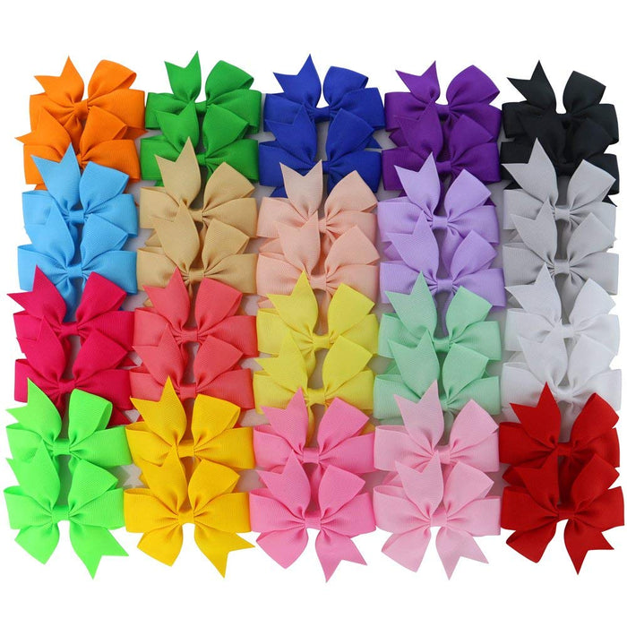30 Pcs Baby Girls Ribbon Boutique Hair Bows Clips with Assorted colors
