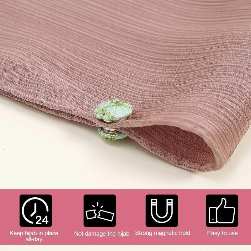 Hijab Magnet, 6 Pairs Hijab Magnetic Pins, Small Magnetic Hijab Buttons Strong Magnetic Hijab Pins Multi-Purpose Colorful Magnetic Scarf Clip Pinless Brooch Clip for Women Girls Clothes (Needleless)
